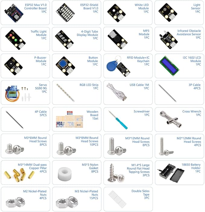 4-in-1 ESP32 STEM Smart Traffic Kit Compatible with Arduino, STEM Robotics Science Kit, Engineering Project STEA Activity Gift Suitable for School Education Kit, Family Education for Kids 12+