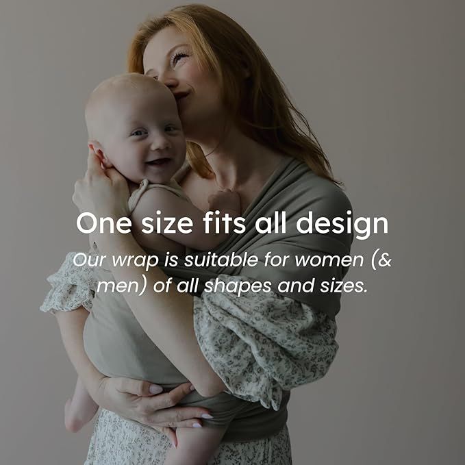 snuggle me Baby Wrap | Hands-Free Baby Wraps Carrier, Easy-Tie Baby Sling Carrier, Baby Carrier Wrap with Organic Cotton, Baby Wearing Wrap for Newborns from 0 to 18 Months (7-35 lbs) - Moss
