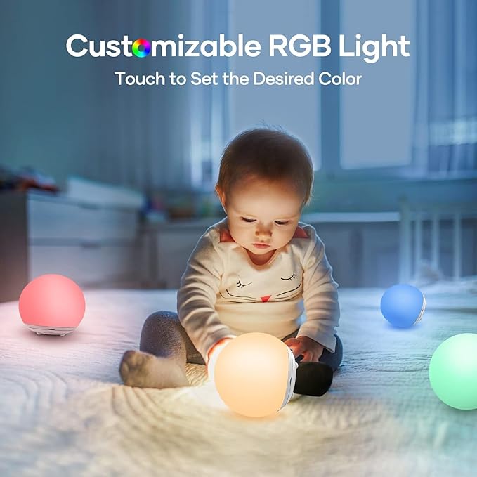 Night Light for Kids, USB Rechargeable LED Night Lights Table Lamp with Dimmable,Warm Light,7 Colors,Touch Control, 0.5/1hour Timer for Nursery, Baby,Bedroom and Outdoor Camping