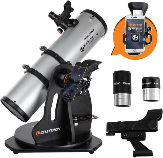 Celestron StarSense Explorer 130AZ App-Enabled Telescope – 130mm Tabletop Dobsonian with Smartphone Dock & StarSense App – iPhone & Android Compatible – Easy-to-Use for Beginners