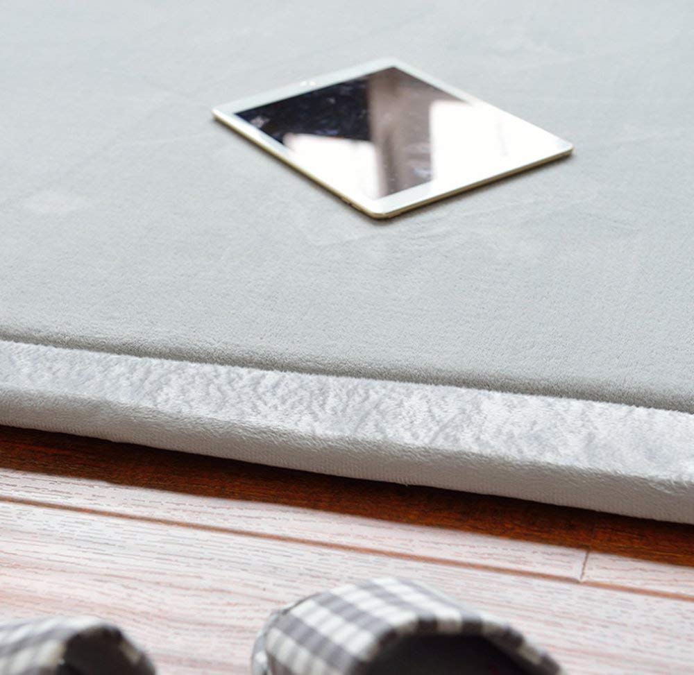 Loartee Nursery Rug - Coral Velvet Crawling Rug & Area Rug (6'8"x9'2", Gray) for Toddler, Children, Play, Yoga Mat, Exercise Pads