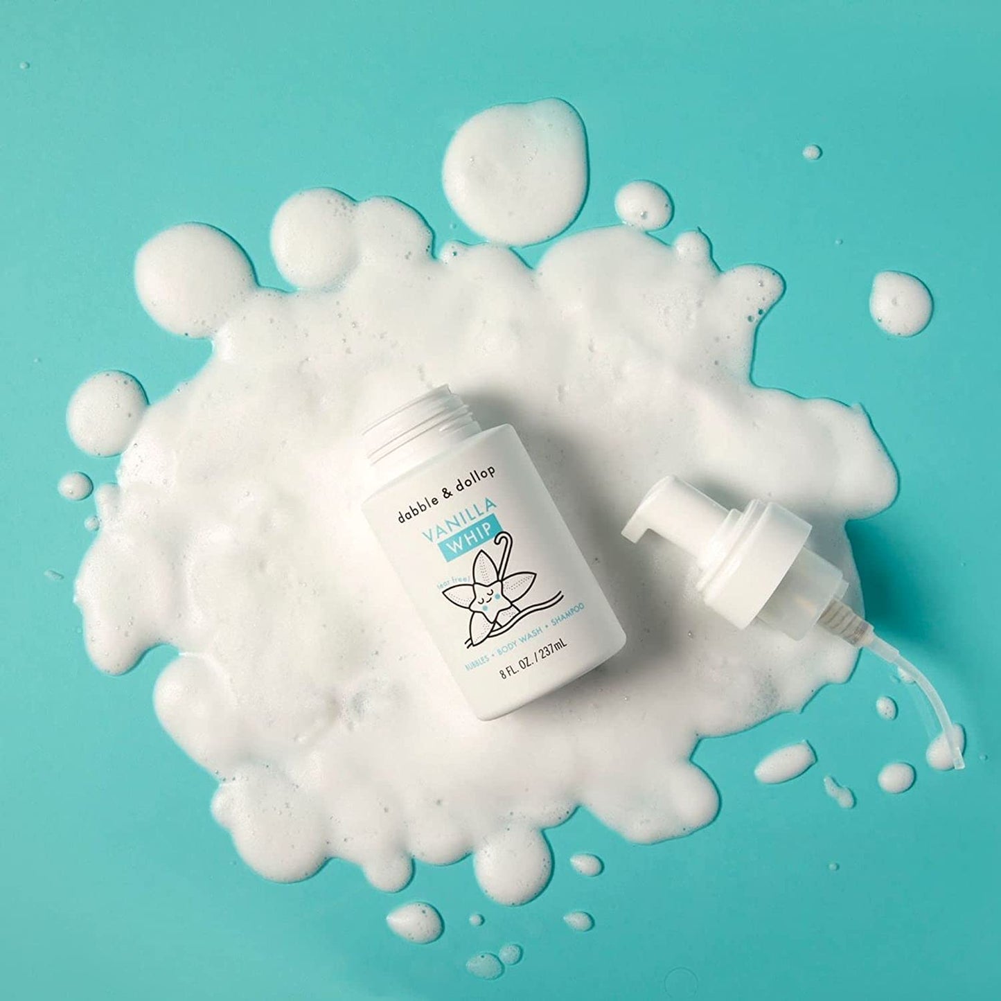 Dabble & Dollop Vanilla Body Wash & Shampoo – 3-in-1 Natural Bubble Bath for Kids, Made in USA, No Parabens or Sulfates, Vegan, Gluten-Free, Tear-Free (10oz, Pack of 2)