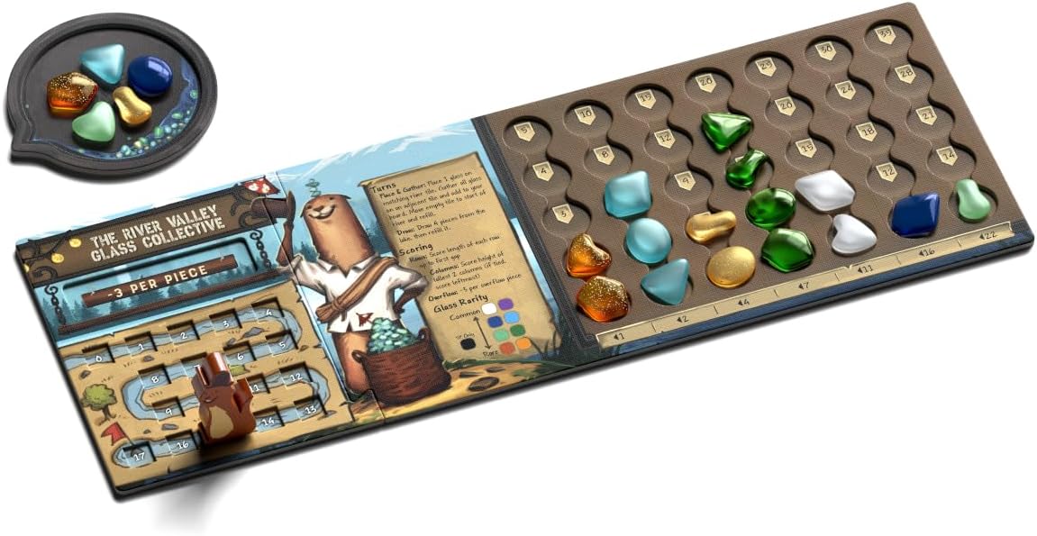 ALLPLAY - River Valley Glassworks Deluxe Edition Board Game for Families and Adults - Cozy Yet Clever Drafting Game - Colorful, Tactile Pieces - Scoring Puzzle - 1 to 5 Players - 20 Minutes