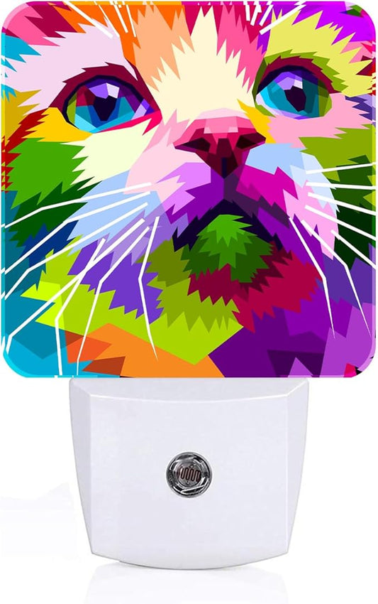 Colorful Cat Night Light,Plug Into Wall Decor for Stairway,Hallway,Kitchen,Dusk to Dawn Sensor Nightlights for Boys/Girls/Women/Men Room Gifts