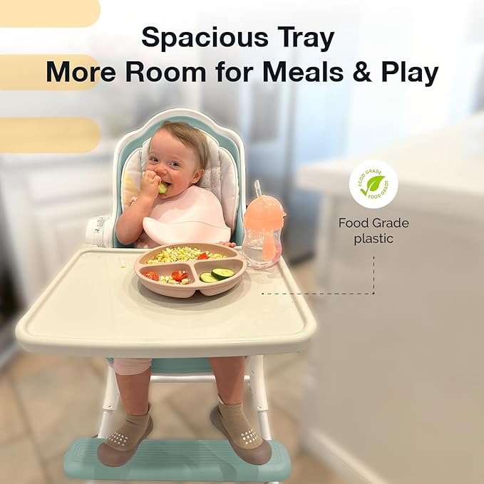 ORIBEL Cocoon Z High Chair & Seat Liner Combo | Convertible High Chair for Newborn to Toddler | Easy Move Gliders | Easy to Clean | Avocado Green