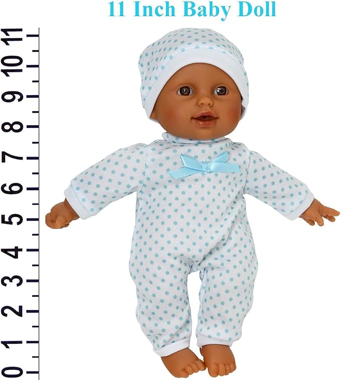 11 inch Soft Body Hispanic Newborn Baby Doll in Gift Box - Doll Pacifier Included