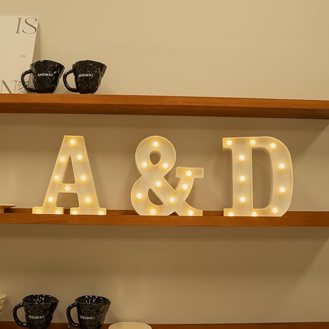 Foaky Light Up Letters,Marquee Letters,Engagement Party Decorations Letter Lights Sign for Night Light Wedding Birthday Party Christmas Lamp Home Bar Decoration (A)