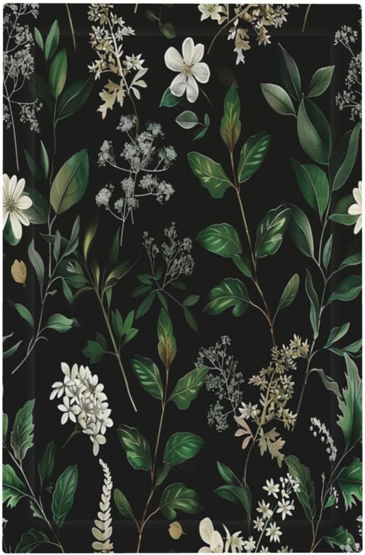 Decorative Switch Covers Plate Rustic Green Leaves White Flower 1 Gang No Device Single Blank Outlet Covers Wall Plate Cover Light Switch Plate Electrical Faceplate for Country Home Decor