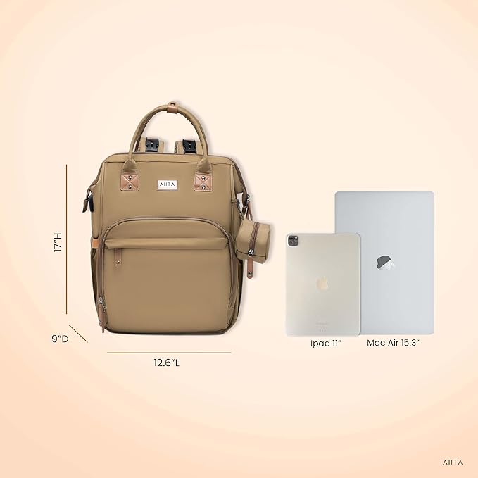 Diaper Bag Backpack, Multifunction Diaper Bag with Changing Station, Stylish Baby Bags, Large Unisex Diaper Backpack for Mom and Dad, Baby Registry Search, Portable Changing Pad – Coffee Brown