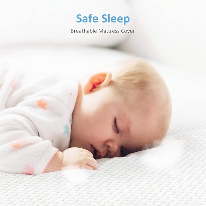 Mini Crib Mattress, 38x24X4 Inch Dual Sided Comfort Gel Memory Foam, Breathable Premium Baby Mattress for Mini and Portable Cribs w/Removable Outer Cover - White&Grey