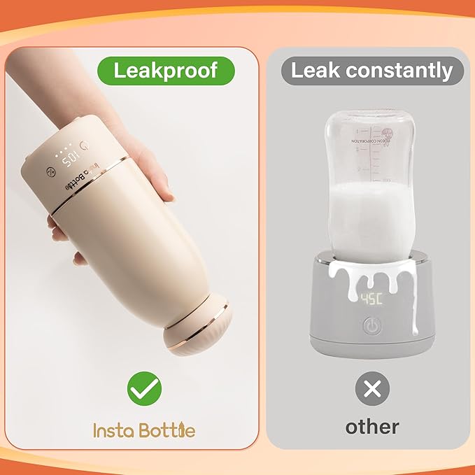 Portable Baby Bottle Warmer for Breastmilk & Formula, Fast 3-Min Heating, 500ml, Adjustable Temp Control, USB Rechargeable, Travel-Friendly with Case