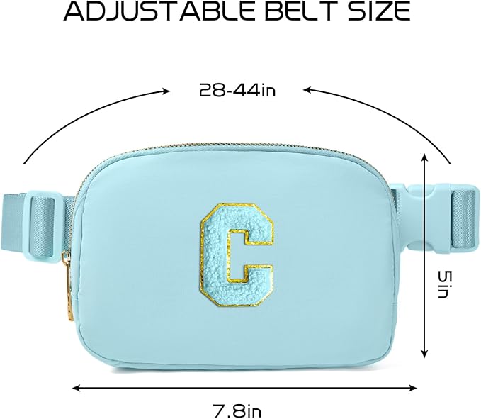 Gitus Gifts for 8 9 10 11 12 Year Old Girls Belt Bag Fanny Pack Crossbody Bags with Initial Letter Patch Cute Stuff Birthday Gifts for Teen Girls Women Personalized Trend Stuff (Icing Blue-C)