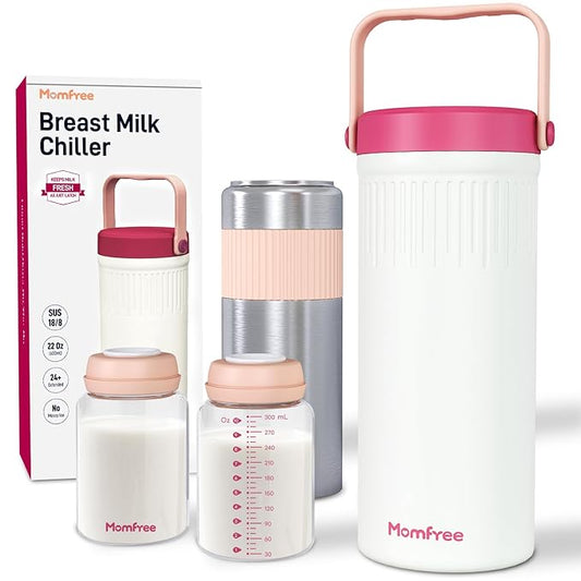 22oz Portable Breast Milk Cooler for Breastmilk Storage, Liquid Gold Saver 360° Cooling Keeps Milk Fresh for 24 Hours, Larger Capacity Breastmilk Chiller with 2pcs Bottles for Outdoor Mom