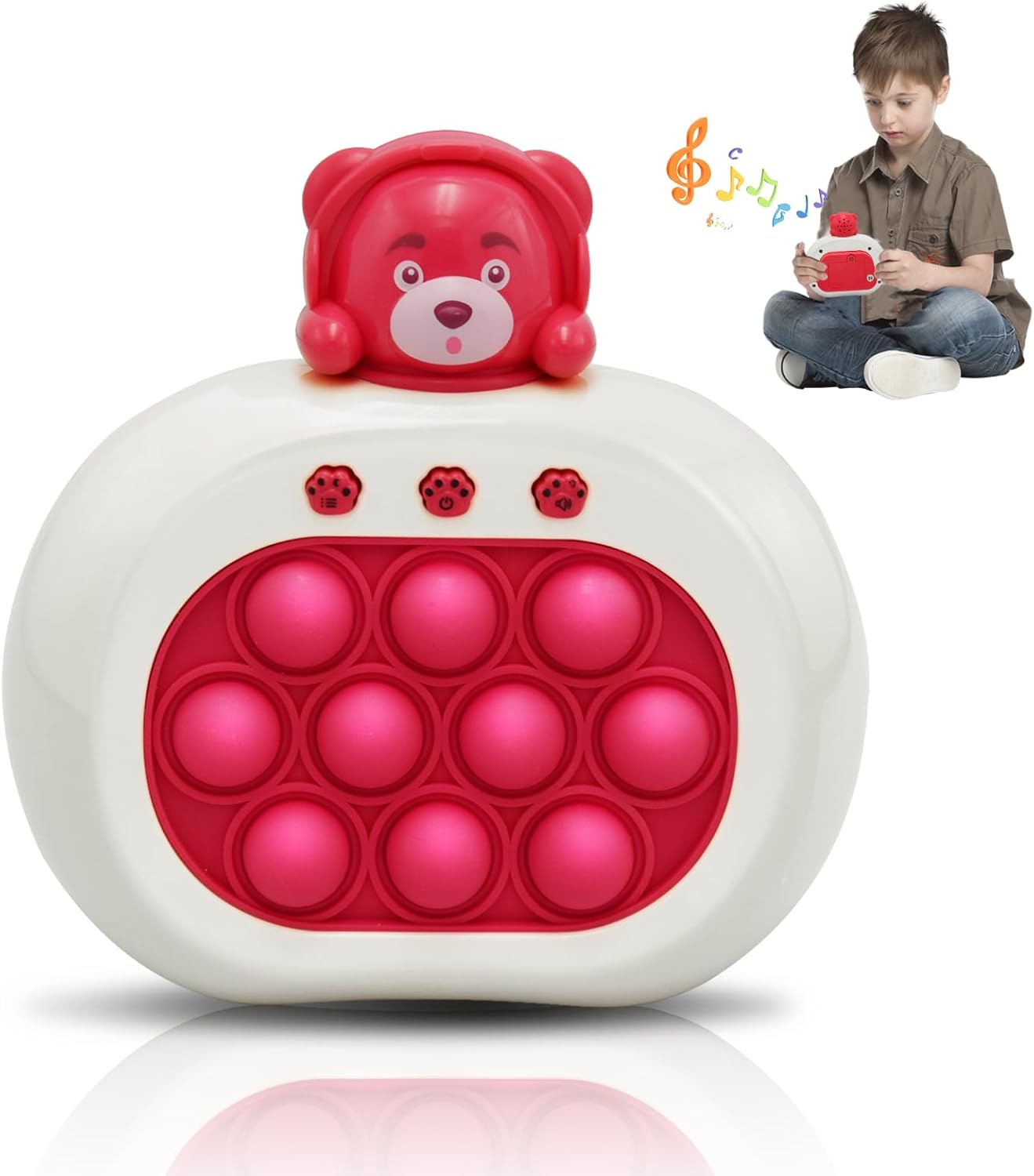 Fast Push Bubble Toys, Handheld Pop Fidget It Kids Games, Light up Puzzle Speed Push Game,Autism Sensory Toys,Pattern-Popping Game,Handheld Board Console Cool Pocket Game for 3+ Kids- RED