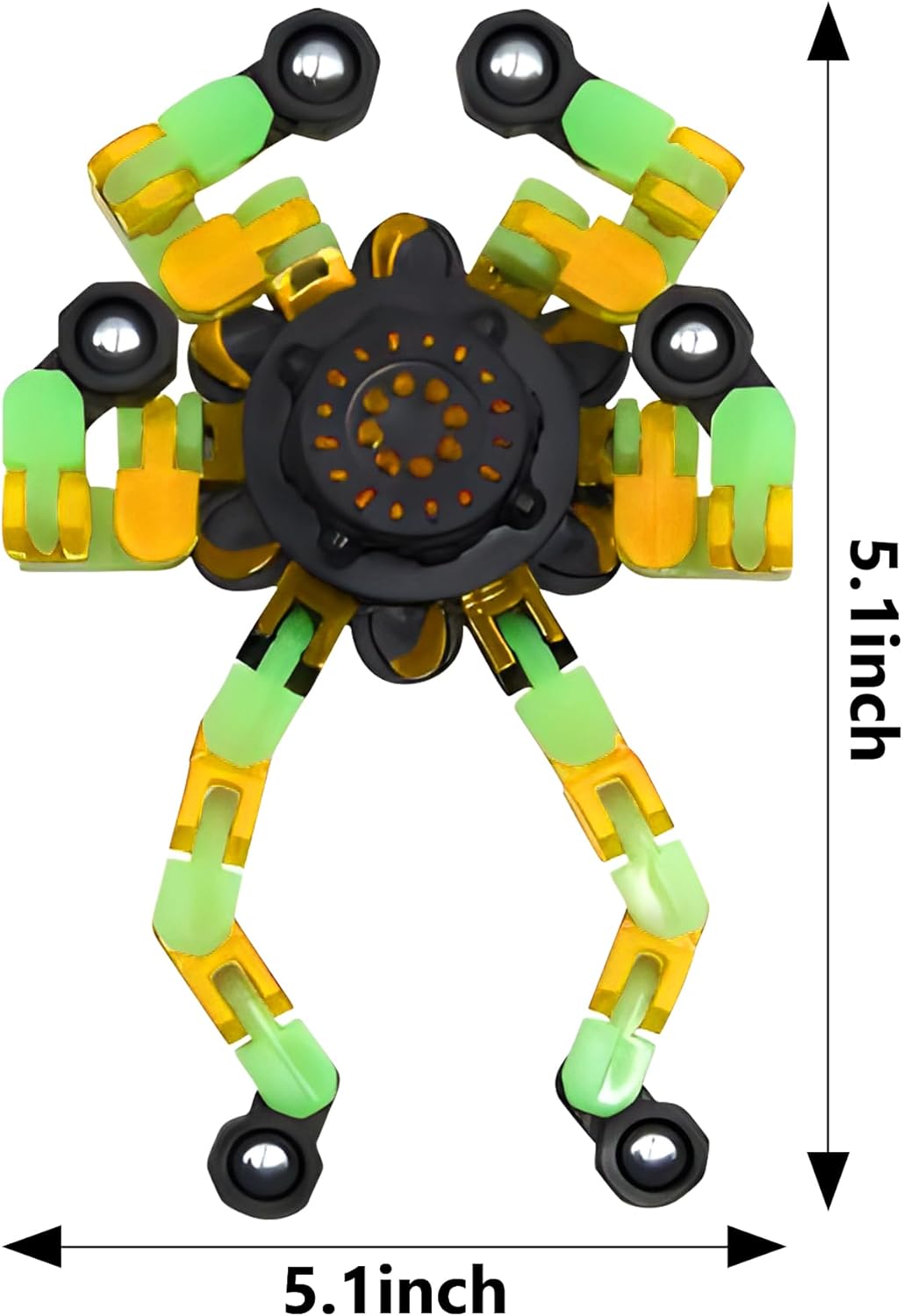 Fidget Spinners, DIY Transformable Chain Robot Finger Spinner, Glow in The Dark Deformable Creative Mechanical Gyro Toy Stress Relief Toy Fidget Fingertip Toy for Kids and Adults (12 Pack)
