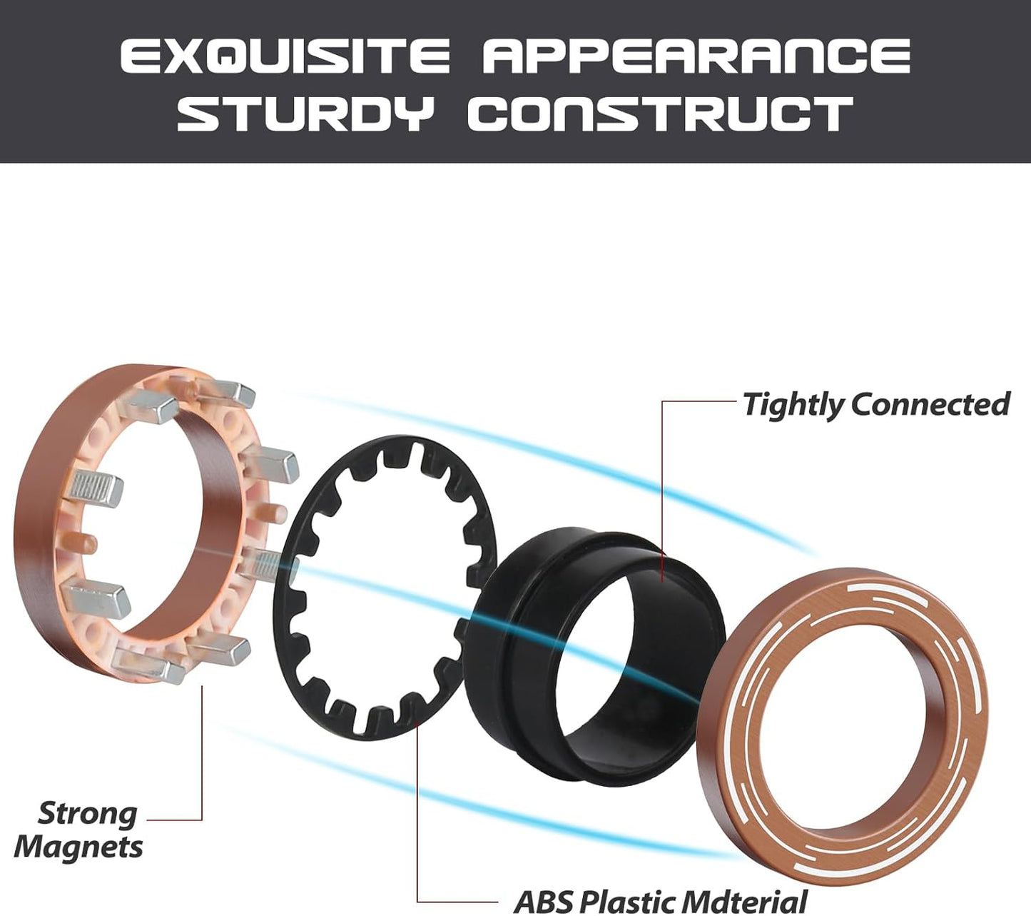 9PCS Magnetic Rings Fidget Toys for Adults and Teen Boy, Fidget Stress Spinner Rings for Anxiety Relief,Boy Girls Gifts Easter Basket Stuffers