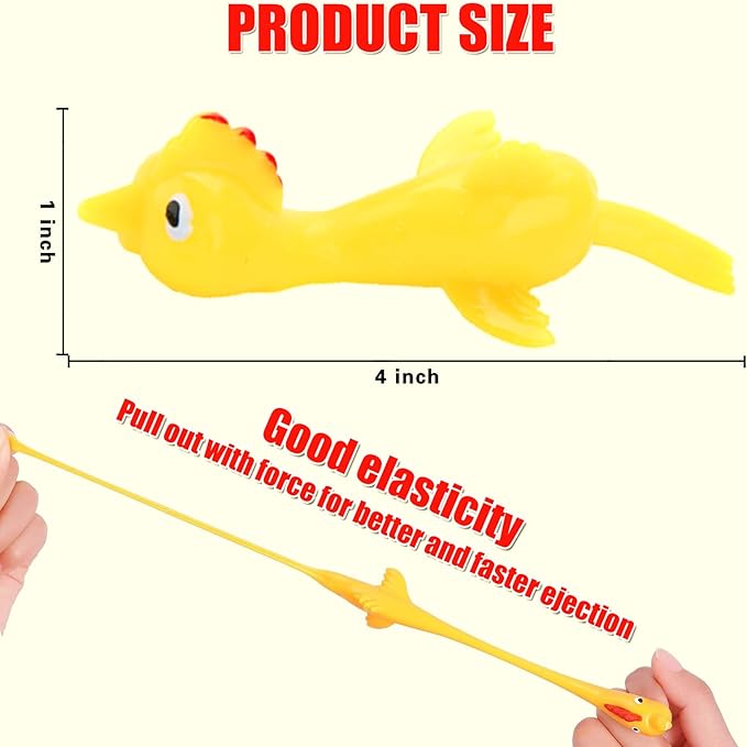20 Pcs Slingshot Chicken Finger Toys Party Favors for Kids,Flying Sticky Rubber Chicken Fidget Toys for Boys Girls Birthday Halloween Gag Gift Goodie Bag Easter Basket Stuffers Valentines Xmas Gifts