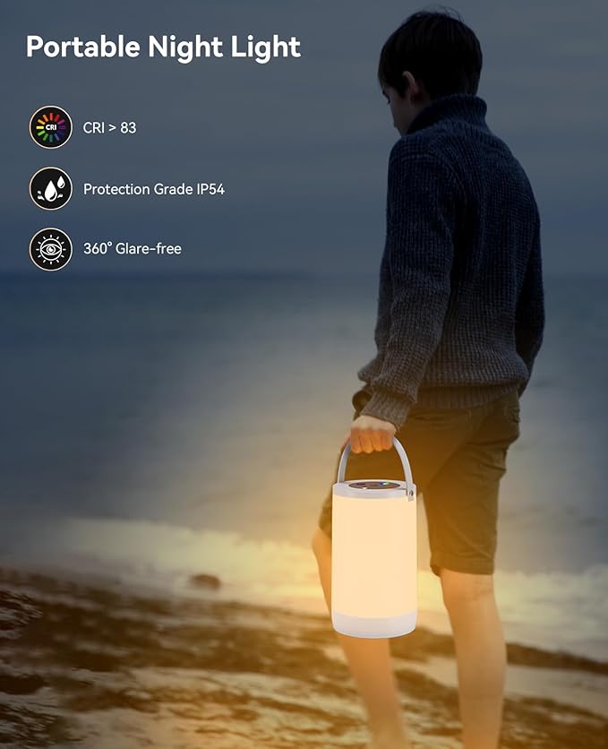 Night Light for Kids, Portable USB Night Lamp with 2200 mAh Battery, Bright Color Changing Light for Nightstand, Small Touch Bedroom Table Lamp for Girls, Boys, Toddler, 2 Pack