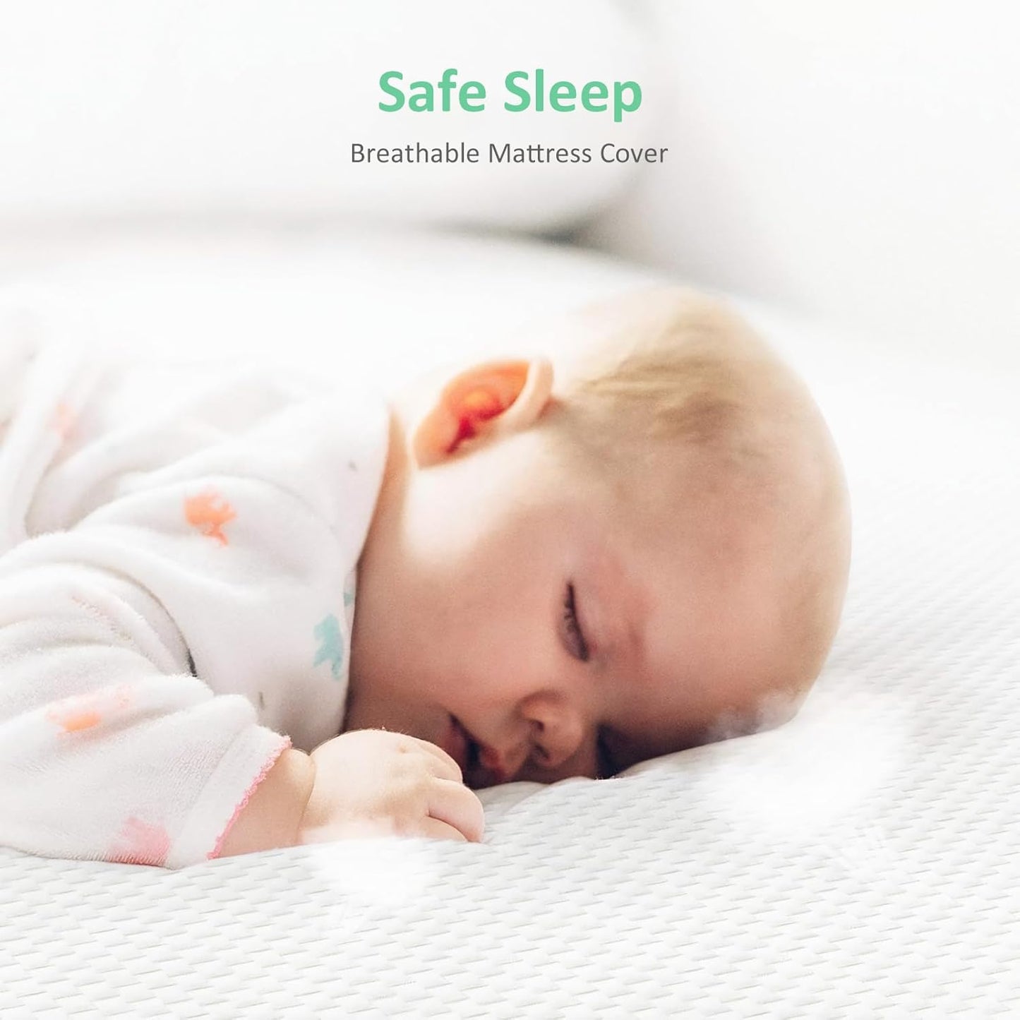 Crib Mattress, Dual Sided Comfort Memory Foam Toddler Bed Mattress, Triple-Layer Breathable Premium Baby Mattress for Infant and Toddler w/Removable Outer Cover - White&Green