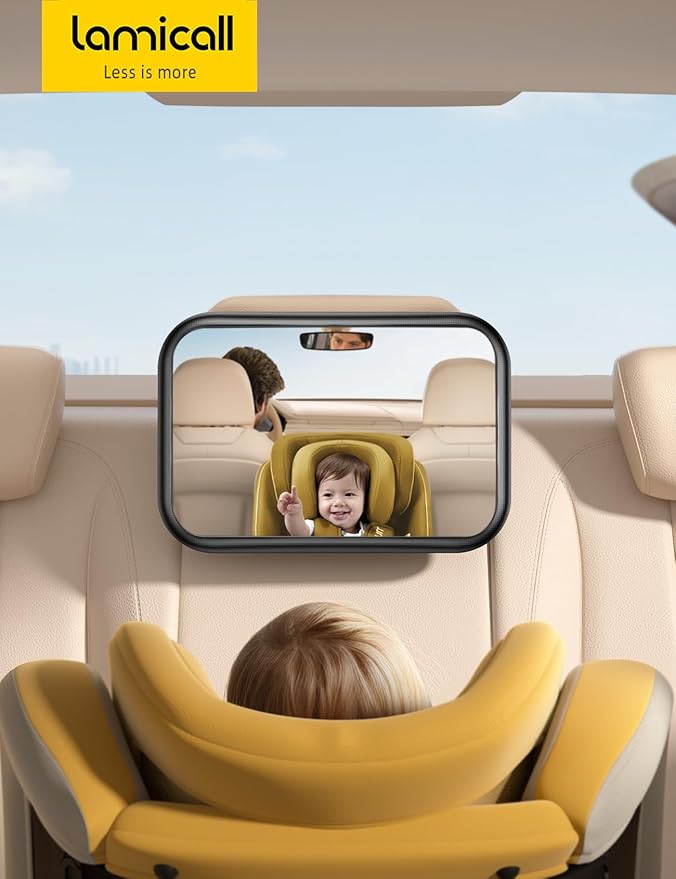 Lamicall Baby Car Mirror for Backseat - [2025 Safest Triangle Hook Clip] Acrylic Car Seat Mirror for Rear Facing, 360° Rotation & Wide Clear View, 3S Quick Install, Newborn Baby Essentials Accessories