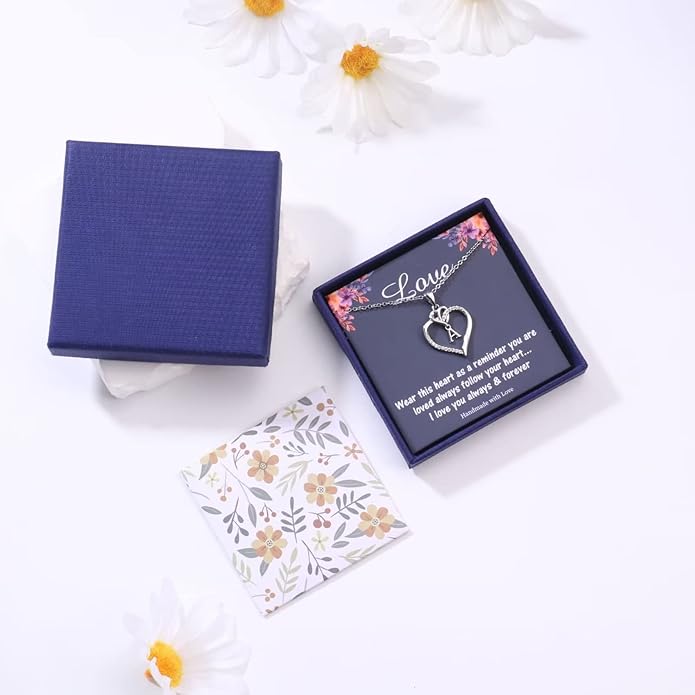 STORUP Heart Initial Necklaces for Women Girls, 14K Gold Plated Cubic Zirconia Heart Initial A-Z Pendant Necklace Dainty Heart Necklaces for Women Teen Girl Jewelry Birthday Gifts