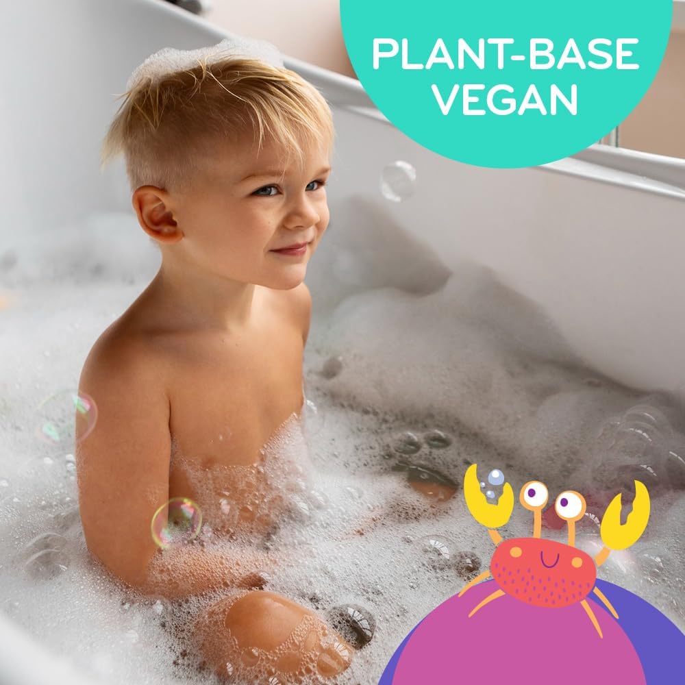 Mobi Little Whale Bubble Bath, Tropical Fruity Scent Kids Body Wash, Gentle Moisturizing Tub Foam for All Skin Type, GMO-Free, Stain-Free, Clear, 8 fl oz