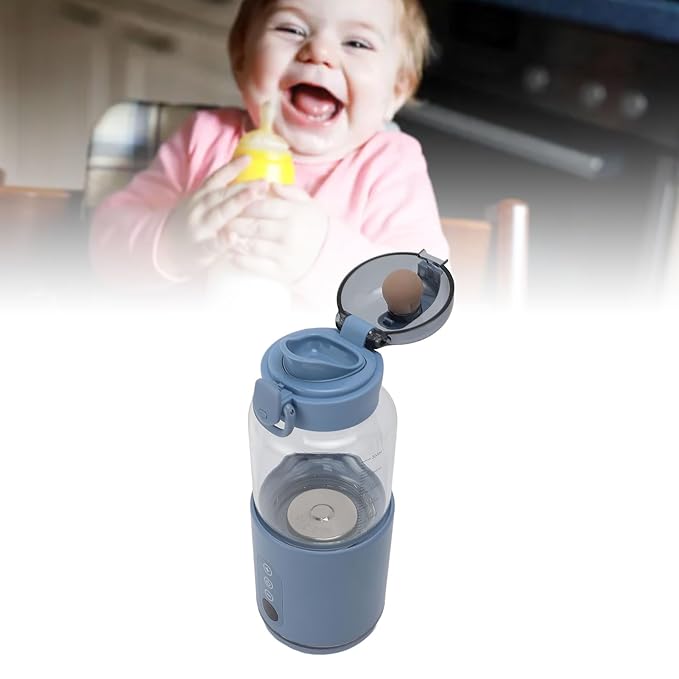 Portable Milk Warmer for Travel, 300ML Capacity, Fast Heating Bottle Warmer for Breastmilk and Formula, Water Warmer Cordless for Cars Airplane Use, 37℃ to 55℃ Temp Control, Blue
