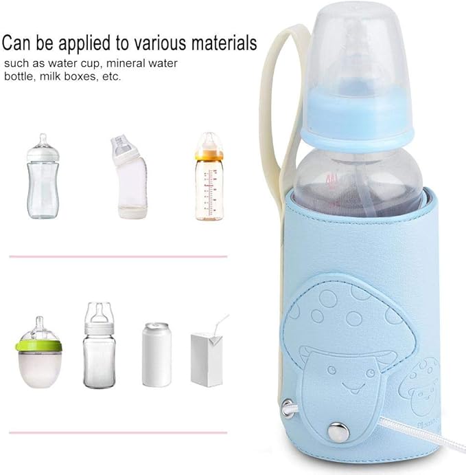 Qinlorgo Portable Bottle Warmer, 10W USB Microfiber PU, Blue