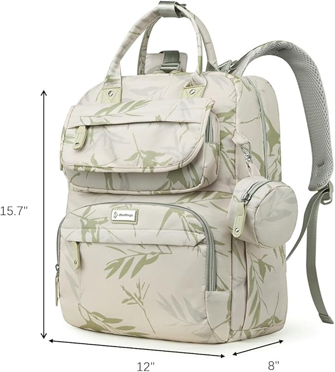 Diaper Bag Backpack for Baby – Large Capacity Waterproof Travel Tote, Multifunction Baby Bag with Changing Pad, Pacifier Holder & Stroller Straps (Elegant Green)