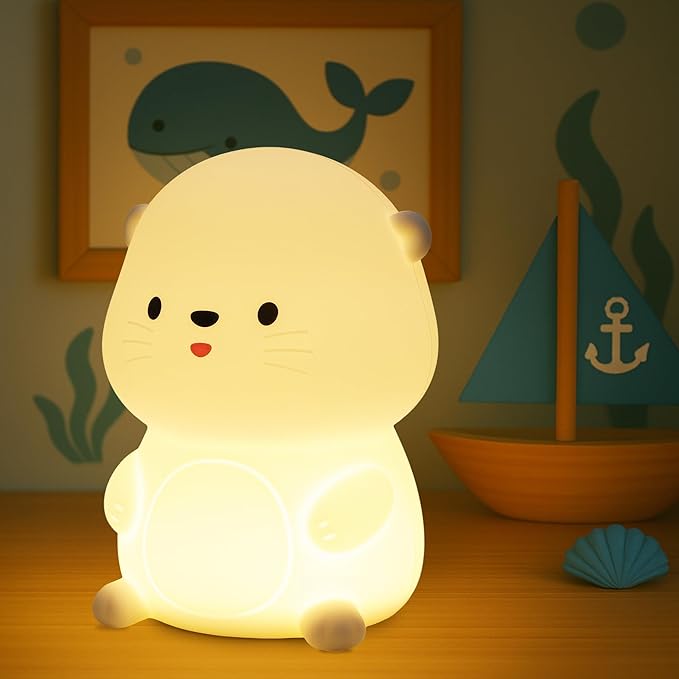 Attivolife Otter Night Light for Kids, Cute Sea Otter Silicone Lamp, Protable Nursery Table Lamp with 7 Color & Dimmable & Timer, Toddler Room Decor Gifts for Baby Children Teen Birthday Christmas