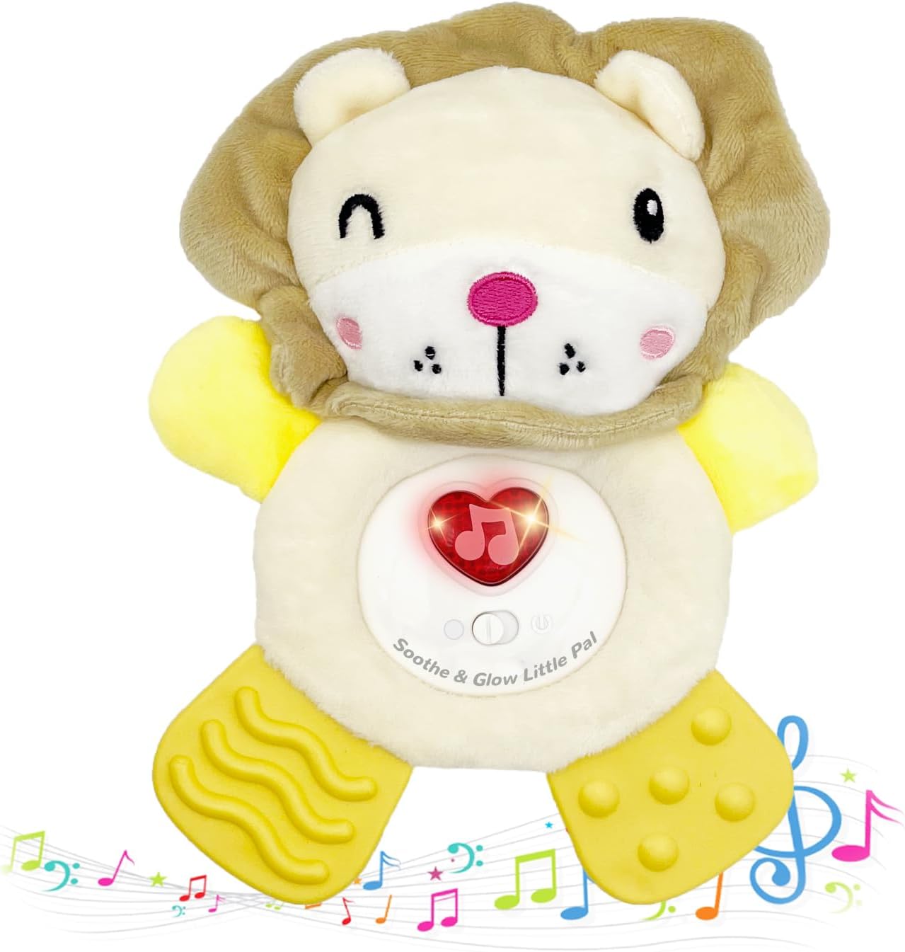 Baby Musical Activity Soft Toys with Sound & Light, Sensory Toys for Infant Developmental with Teether, Rattle and Textures, Soft Plush Toy for Newborn Gift 6 to 12 Months (Lion)