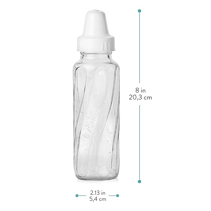 Evenflo Feeding Classic Glass Bottle, Twist Bottles, 8 Oz, 1-Pack of 6 Bottles