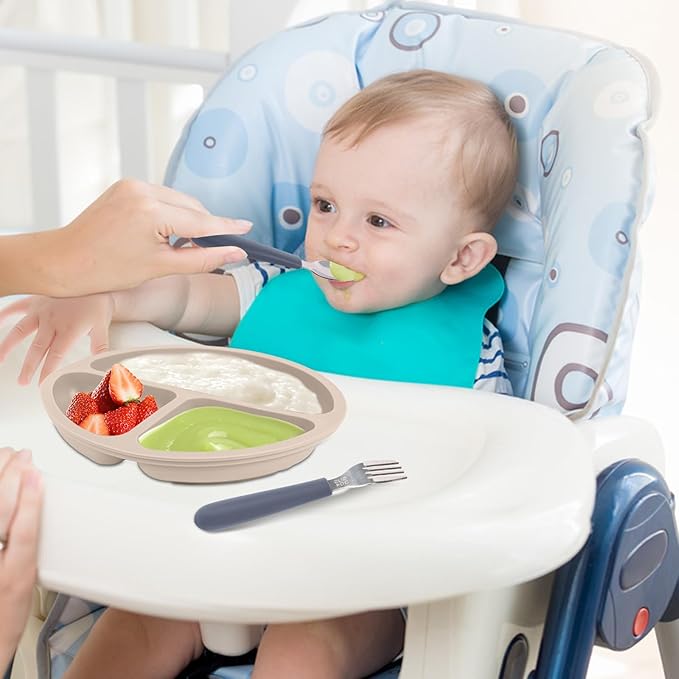 6 Pack Toddler Utensils, Kids Silverware Set with Silicone Handle, Children Safe Forks and Spoons, 18/8 Stainless Steel, Food Grade Silicone Feeding Supplies, Dishwasher Safe