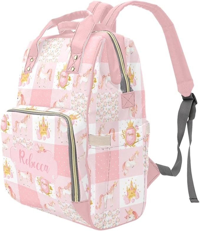 Personalized Unicorn Diaper Bag with Name – Custom Baby Bag, Nursing Tote Backpack for Mom, Custom Name Mommy Daypack, Shower Gift for Baby