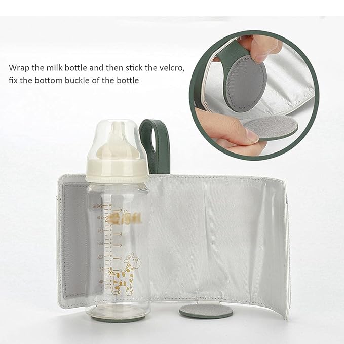 3 Temperature Adjustable Portable Baby Bottle Warmer, Portable Car Travel Bottle Warmer USB Milk Heat Keeper for Home and on The Go (Green)