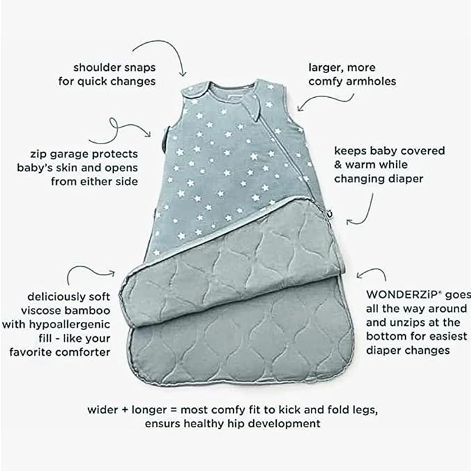 GUNAMUNA günamüna Unisex Baby, Toddler Wearable Blanket, Sleeping Bag Bamboo Rayon, Sleep Sack with Diaper Zipper, 2.6 TOG