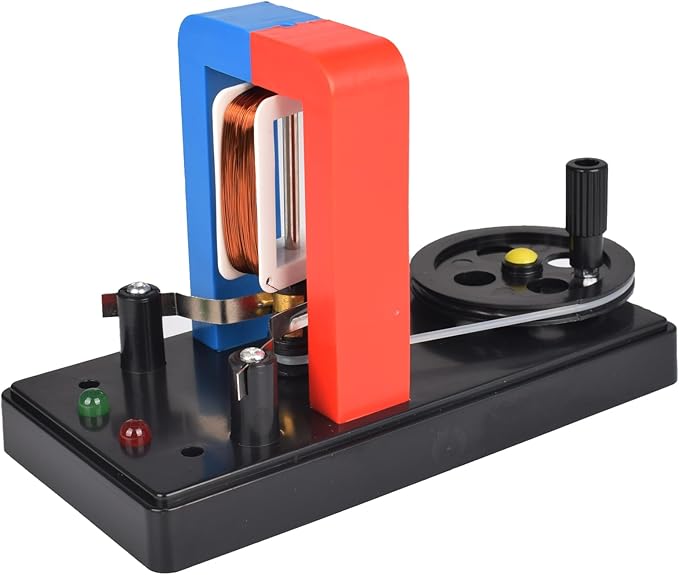 EUDAX School DIY Dynamo Lantern Educational STEM Building,Labs Demonstration Motor Activity Teaching Model Hand Cranked Power Electricity DC Electric Generator Physical Science Experiment Education