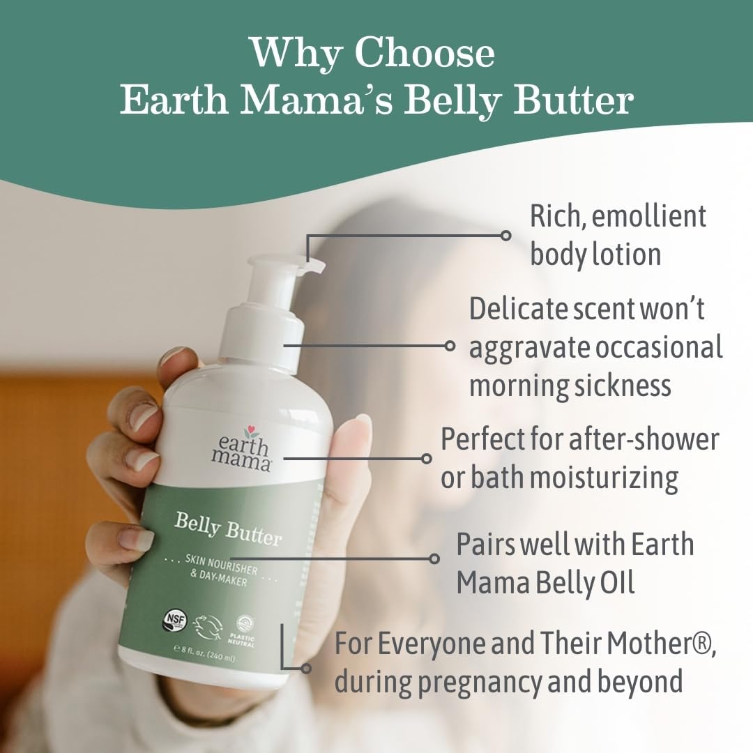 Earth Mama Belly Butter & Belly Oil Bundle for Dry, Stretching Skin | Moisturize + Encourage Skin's Natural Elasticity During Pregnancy & Beyond, 8-Fluid Ounce & 4-Fluid Ounce