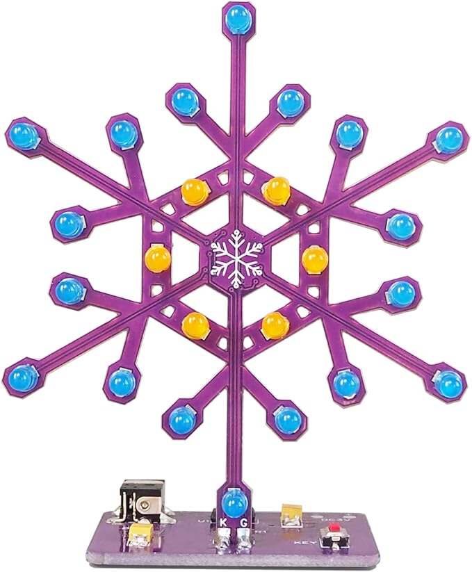 Soldering Practice Kit Snowflake Shaped LED Project Kit for School and Home Teaching Learning Electronic, Ideal Gift for Family and Friends