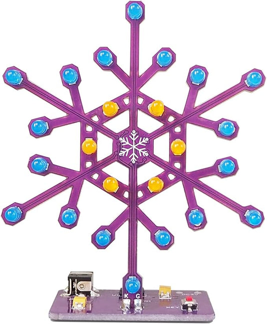 Soldering Practice Kit Snowflake Shaped LED Project Kit for School and Home Teaching Learning Electronic, Ideal Gift for Family and Friends