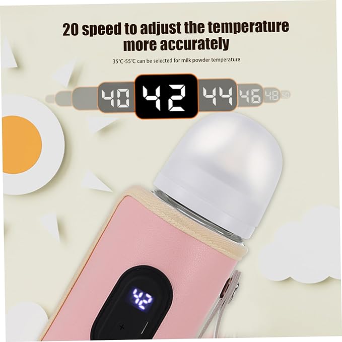 Portable Baby Bottle Warmer Portable Bottle Warmer 18W Quick Heating Baby Bottle Warmer Temperature Adjustable USB Baby Bottle Heater for Home Family Style 2