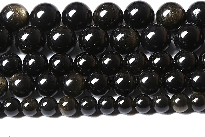 12MM 32PCS Natural Stone Golden Obsidian Loose Spacer Beads for Jewelry Making DIY Bracelet