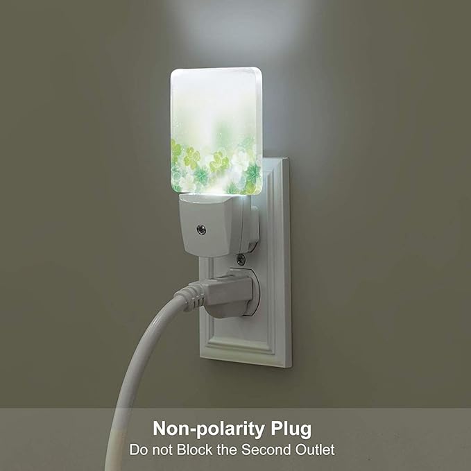 St Patrick's Day Floral Nature Leaf Night Light,Plug-in Night Lights with Dusk-to-Dawn Sensor for Stairway,Hallway,Bedroom Sleep Friendly Ideal for Women/Girls/Boys Gift,0.5w
