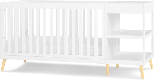 Delta Children Essex 4-in-1 Convertible Crib and Changer, Bianca White w/Natural