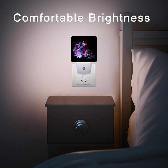Butterfly Night Light,Fantasy Butterflies Fairy Plug in Night Lights 0.5W Sleep Friendly for Boys Girls Led Night Light Dusk to Dawn Sensor Nightlight for Stairway/Hallway/Bedroom