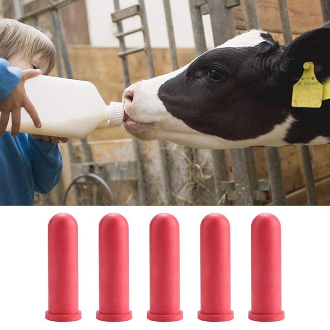 5Pcs Calf Milk Drink Nipple, 10cm Length Rubber Calf Feeding Bottle Nipple Small Animal Nursing Bottle Nipples Farm Animal Feeding Supplies