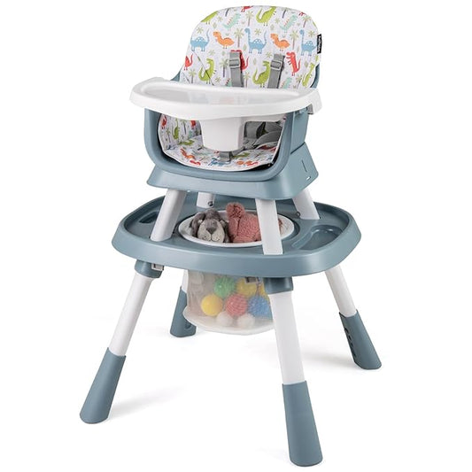 KOTEK 16 in 1 Convertible High Chair, Baby Highchair & Activity Center with Toys, Booster Seat, Building Block Table, Toddler Chair with 5-Point Harness, Removable Tray & Cushion (Blue)