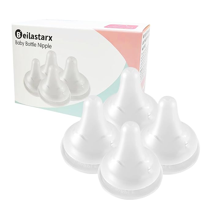 Beilastar-x Nipples for Baby Bottles – 100% Soft Baby Bottle Nipples, Natural Feel Silicone Bottle Nipples, BPA-Free (1M+, S, 4 Counts)