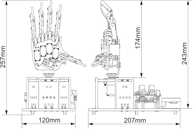 Robot Hand with Arduino Open Source AI Bionic Robotic Hand Five Fingers Solely Movement Mechanical Arm DIY Smart Robot & Engineering Kits, Science/Coding/Programming Set, Starter Kit