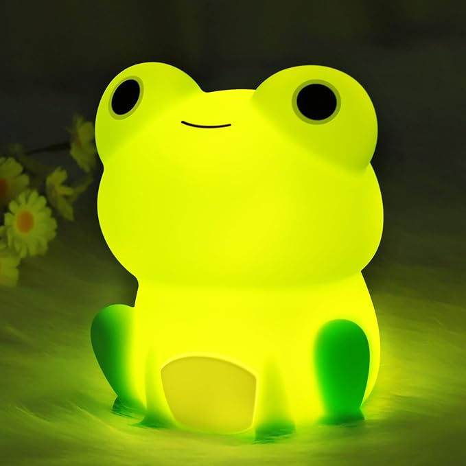 Lampeez Frog Night Light, Cute Frog Gifts, Soft Silicone Lamp Nursery Nightlight LED Night Light, Bedroom Decor as Xmas Birthday Gifts for Boys Girls